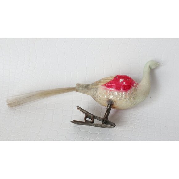Antique Mercury Glass Bird Clip On Long Neck Bird Ornament  Christmas Ornament 1 - Picture 3 of 5